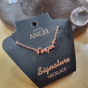 Angel Personalized Name Necklace in Elegant Rose Gold